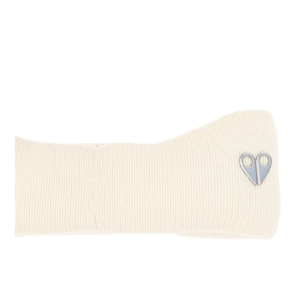 Moose Knuckles Logo Plaque Ribbed-Knit Headband Women’s In Cream Floor Sample.
